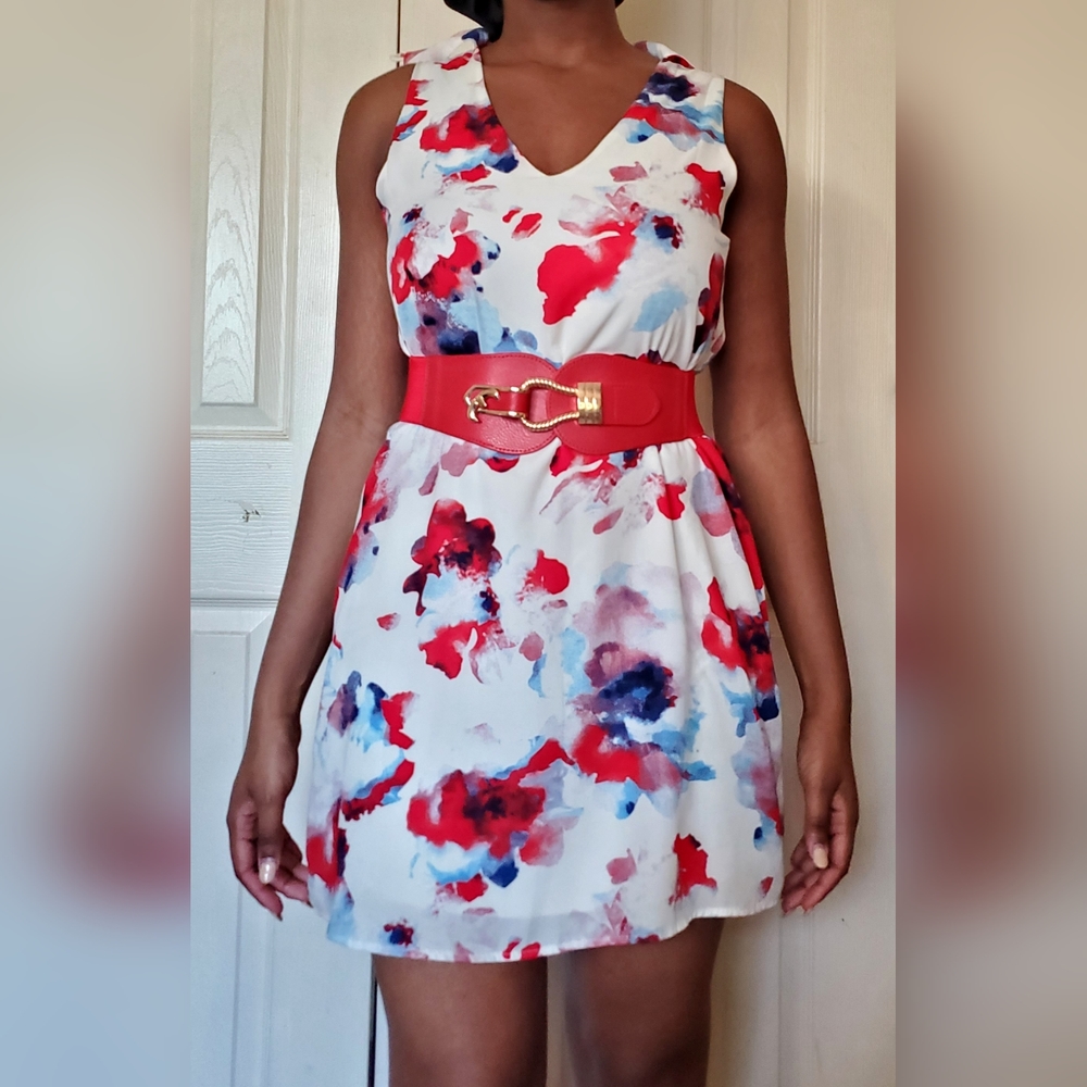 Fashion Nova Floral Pattern Mini Dress with  Collar
